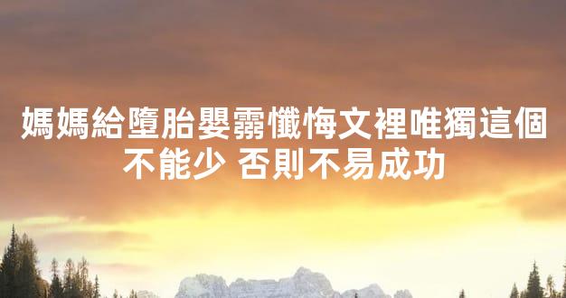 媽媽給墮胎嬰霛懺悔文裡唯獨這個不能少 否則不易成功